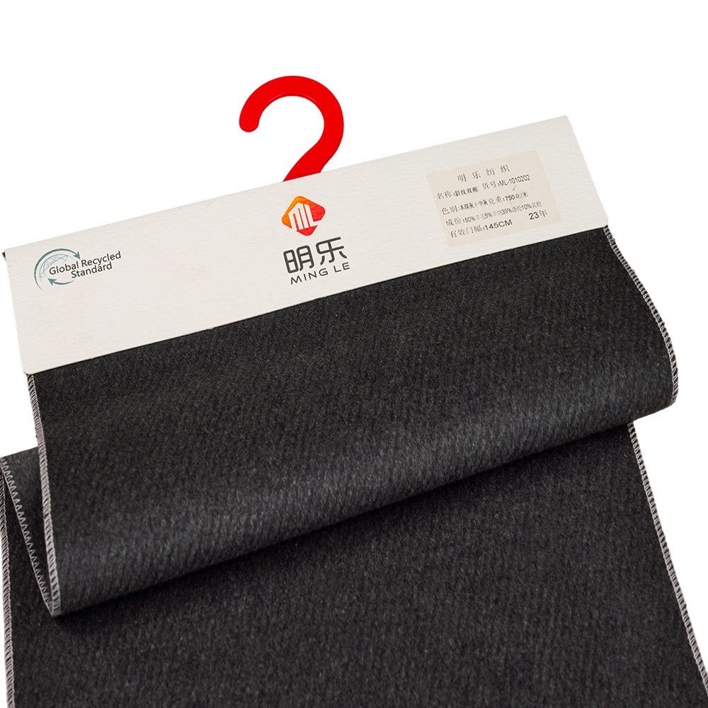 50% Lana, 5% Cashmere, 35% Polyester, 10% Iba pa, Fiber 750G/M, Dark Grey + , Medium Gray, Twill Double-Face Overcoating, ML-1010202