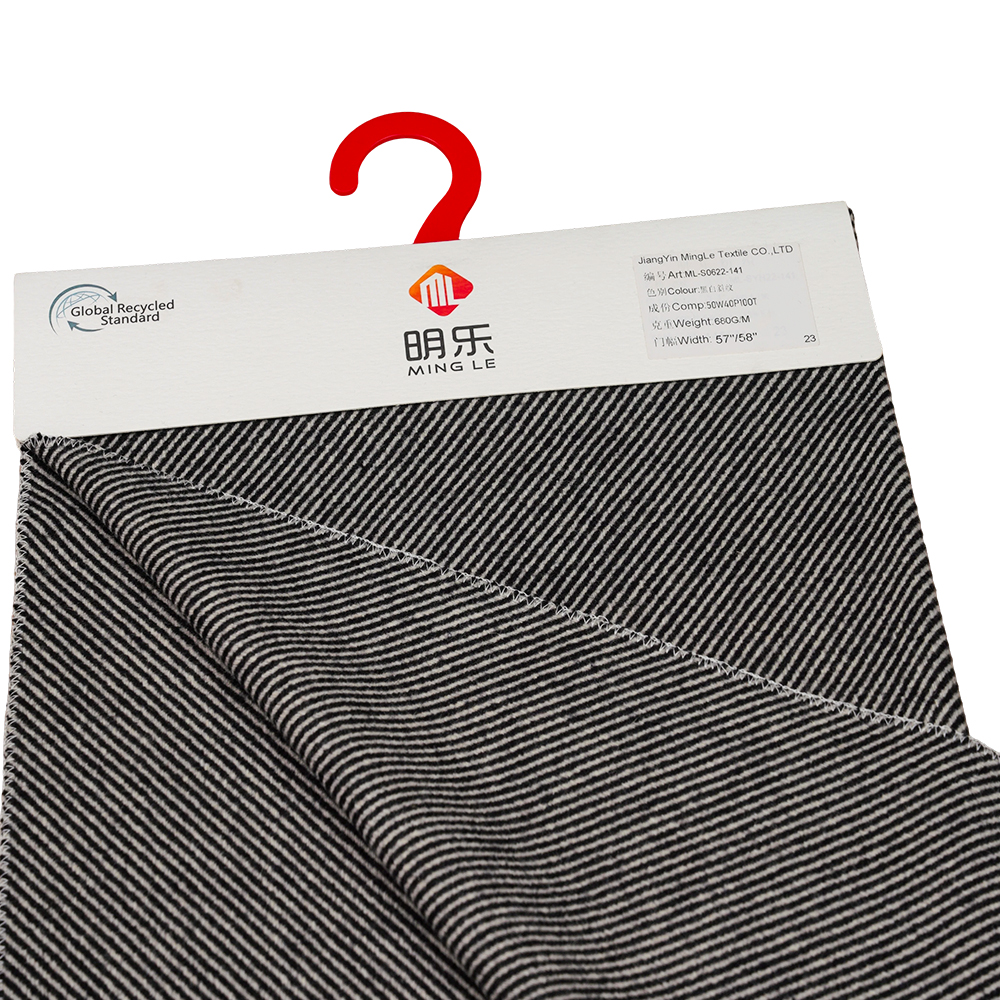 50% Wool, 40% Polyester, 10% Other Fiber, 680G/M, Black And White, Twill Melton Fabric, ML-S0622-141