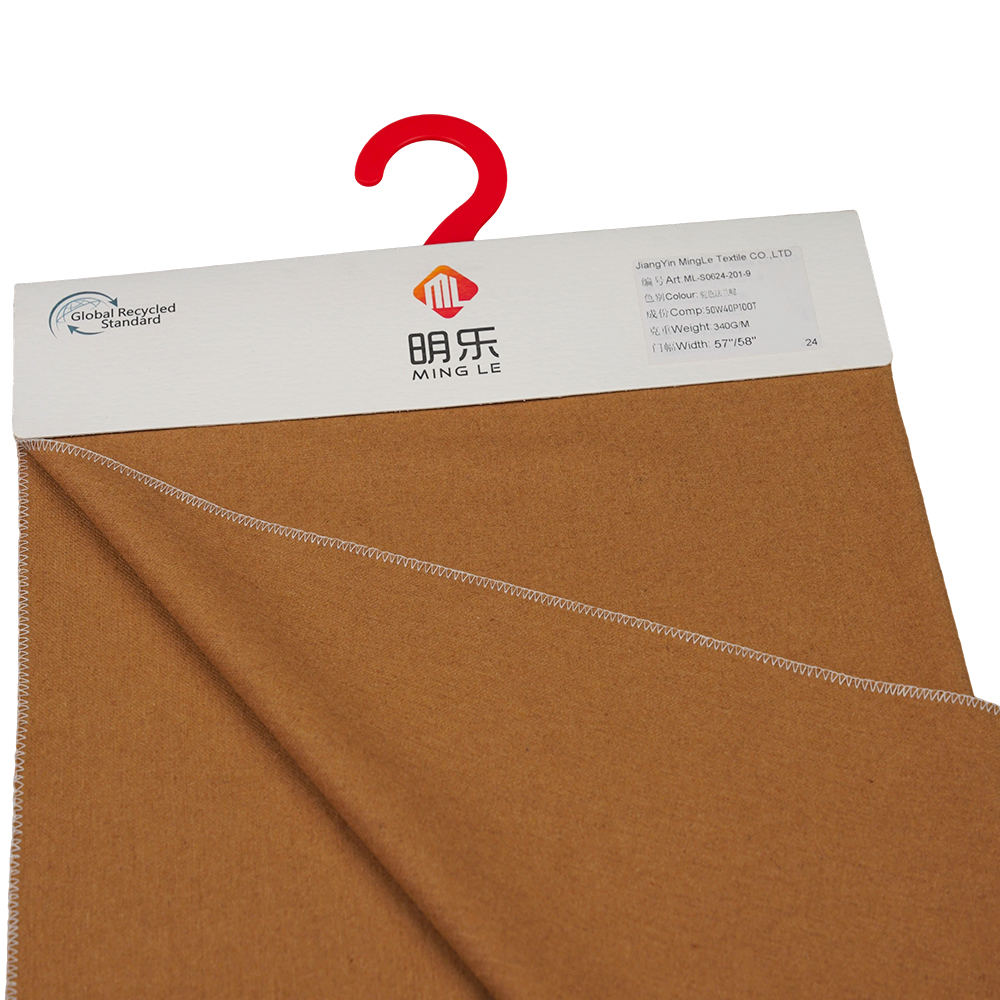 50% Lana, 40% Polyester, 10% Iba Pang Hibla, 340G/M, Kamelyo, Flannel na Tela, ML-S0624-201-9