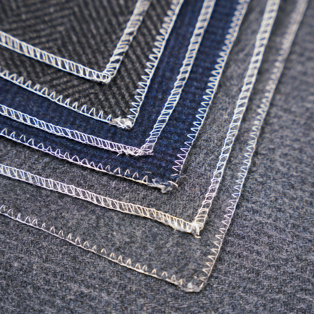 50% Wool, 50% Other Fiber, 760G/M, Dark Gray + Medium Gray, Plaid Herringbone Pattern Melton Fabric, ML-241150-760