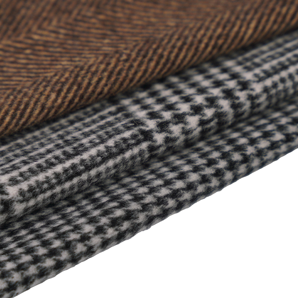 30% Wool, 60% Polyester, 10% Other Fiber, 610G/M, Black And White, Plaid Single-Face Overcoating na Tela, ML-20001