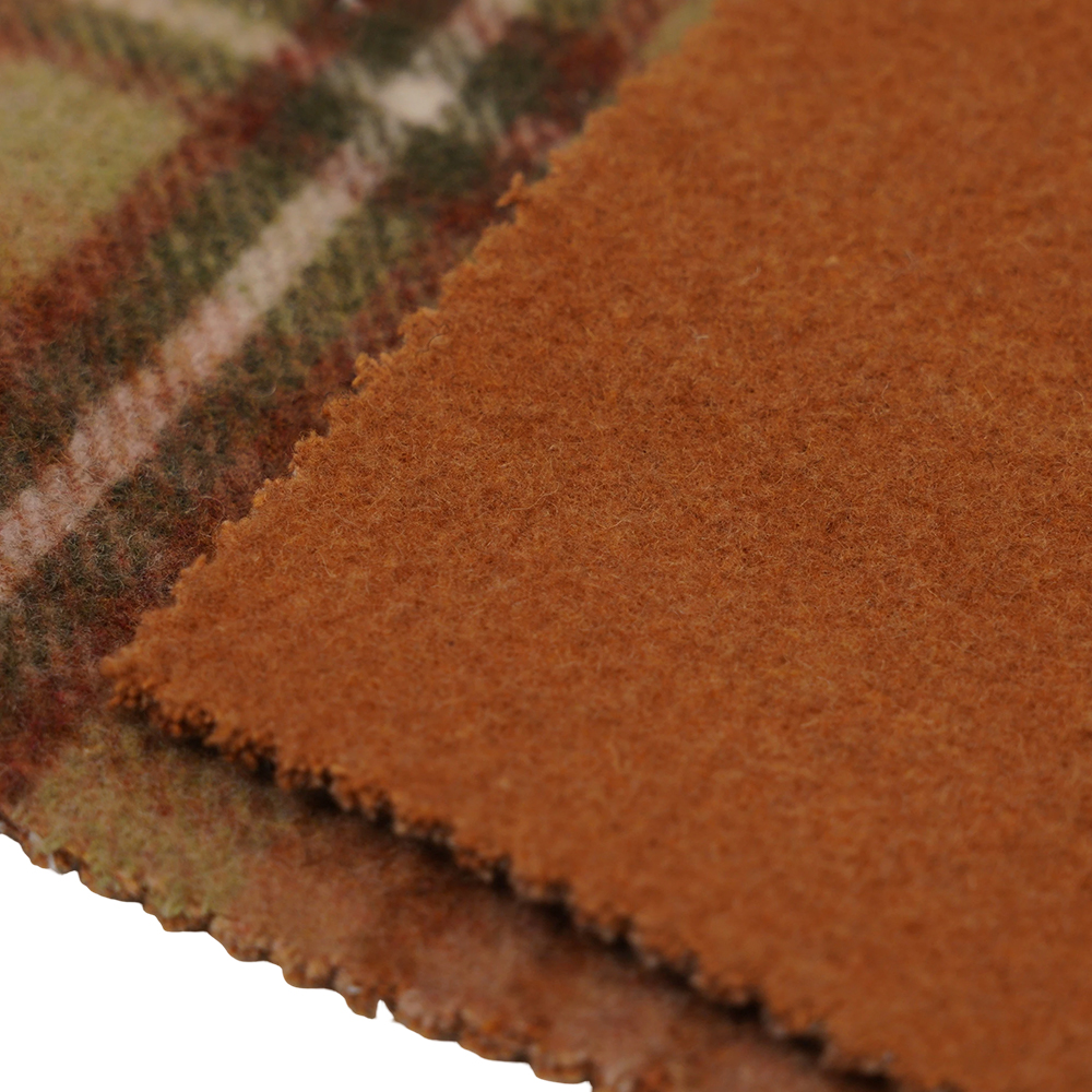 50% Wool, 40% Polyester, 10% Other Fiber, 860G/M, Brown And Yellow Checkered, Velvet Fabric, ML-062142104