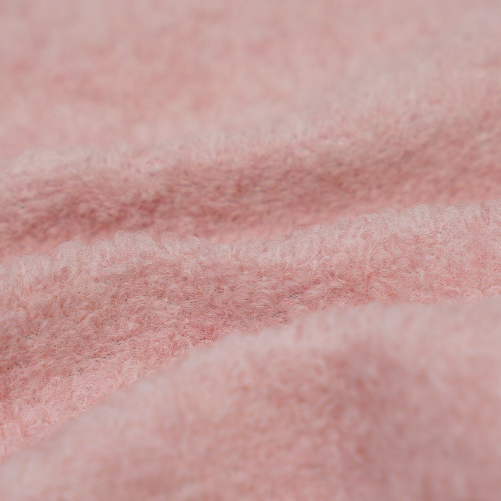 40% Lana, 60% Polyester, 700-740G/M, Pink At Puti, Maliit na Fish Scale Loop Knit Woolen na Tela, ML-26-X082022