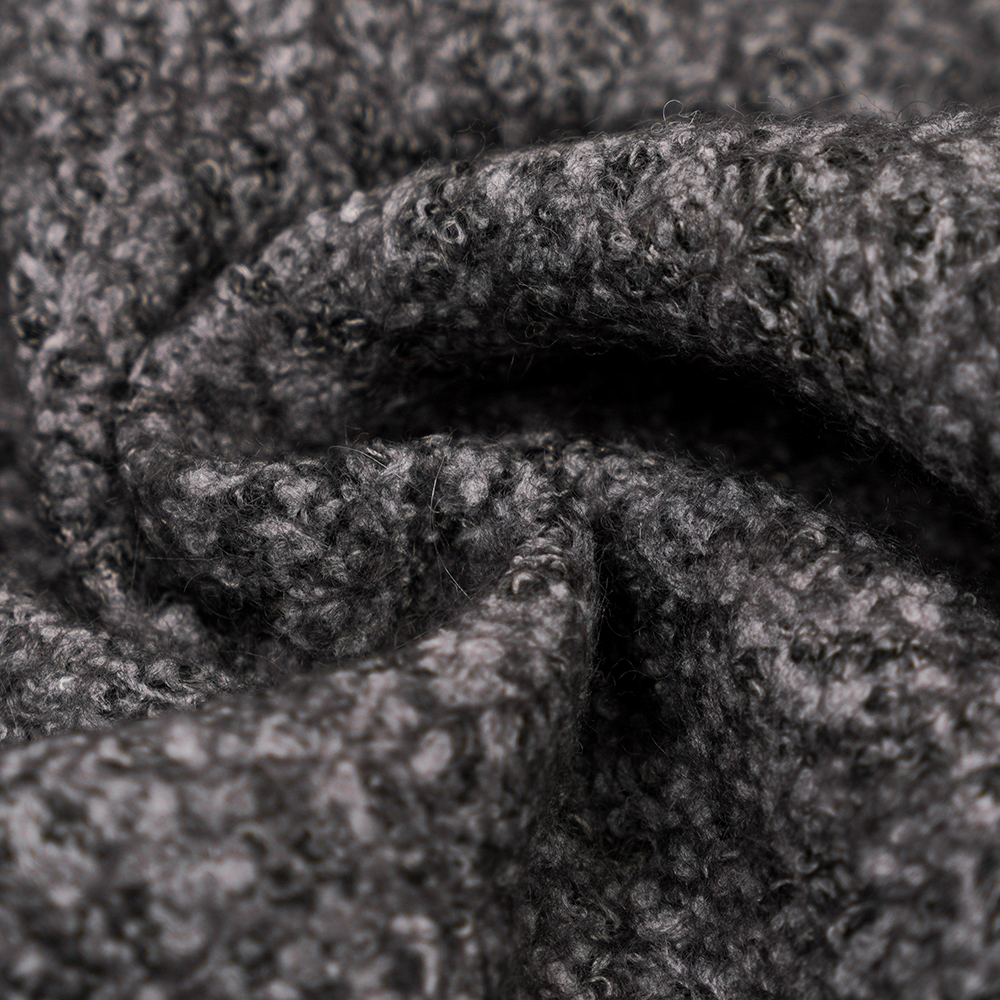 40% Wool, 60% Polyester, 750G/M, Black And Gray, Bali Knit Woolen Fabric, ML-70165440-75